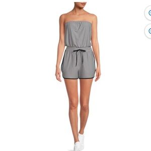 No Boundaries Strapless Romper Gray / Black Sz M